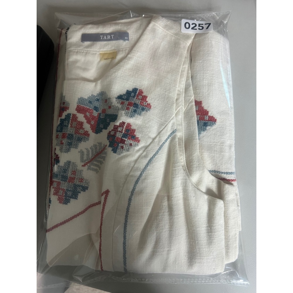 TART Womens XS White Embroidered Cotton Sleeveless Mini Shift Dress T10322N585 - Picture 10 of 10